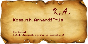 Kossuth Annamária névjegykártya